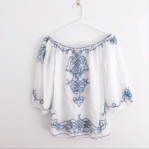 Poupette St. Barth White Off the Shoulder Blouse
